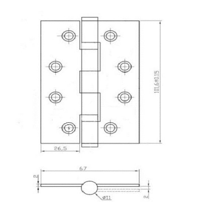 Grade 7 Narrow Ball Bearing Butt Hinge - CE / UKCA Marked - Fire Rated - 40kg Max Load Bearing